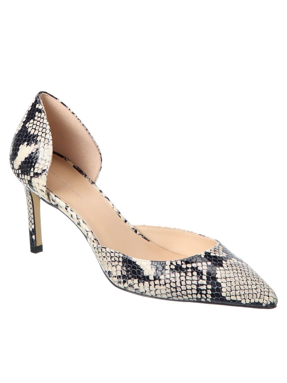 New Stuart Weitzman Mara 75 D'orsay Snake Embossed Leather Pump Sz 8